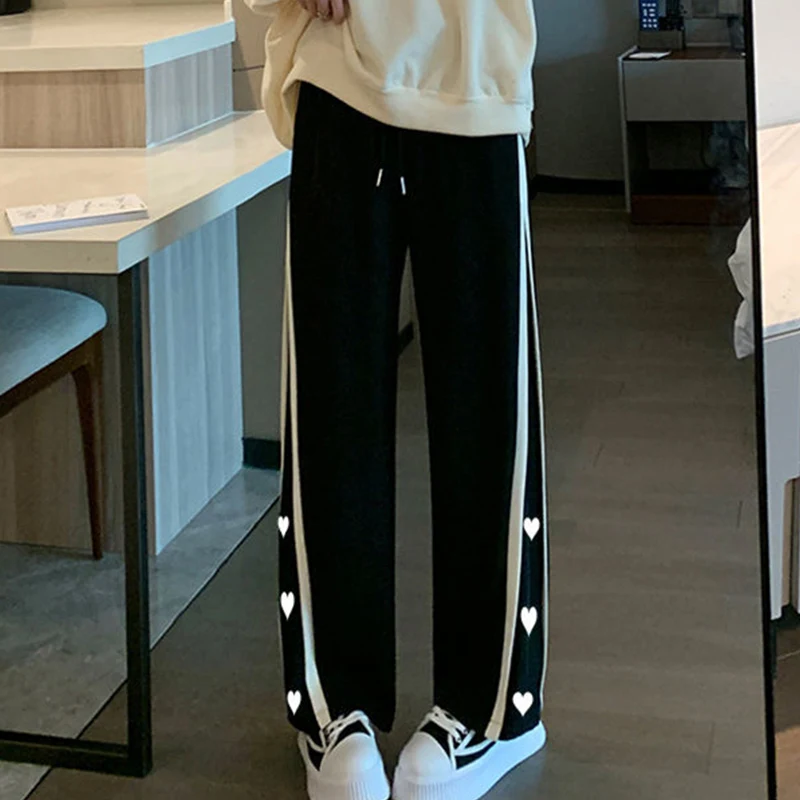 Spring and Autumn Korean Fashion Trousers for Women Casual Simple Loose Patchwork Female Wide-leg Pants Streetwear Clothes - Image 2