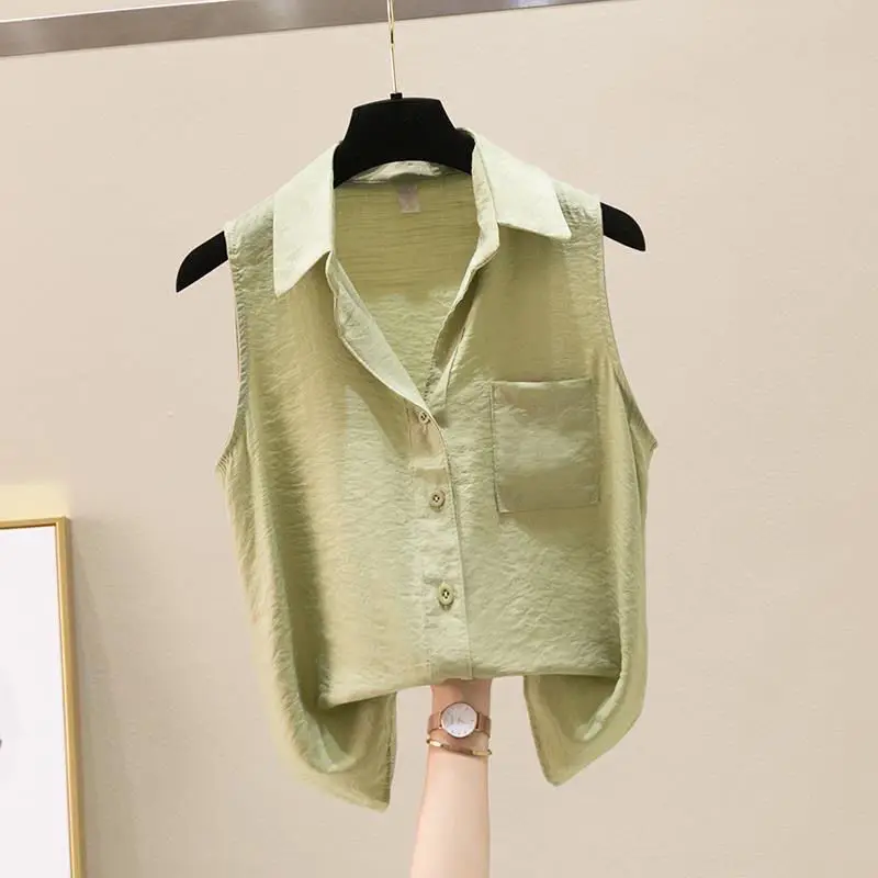 Summer Autumn New Fashion Houndstooth Korean Tank Female Simple Sleeveless Chiffon Top Women Chic Casual Loose Lady Clothes - Image 4
