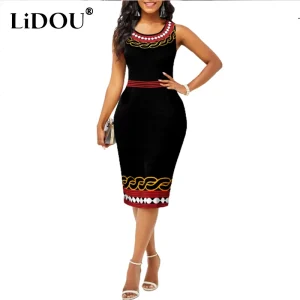 Summer Bohemian Sexy Vintage Printed Bodycon Dresses Women Sleeveless Evening Club Party Dress Harajuku Y2K Vestidos De Fiesta